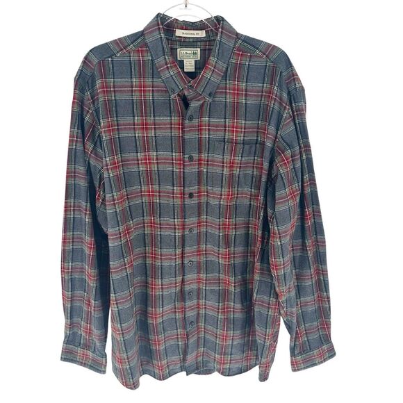 L.L. Bean Other - LL Bean Shirt Mens XL Tall Gray Plaid Soft Flannel Long Sleeve Traditional Fit